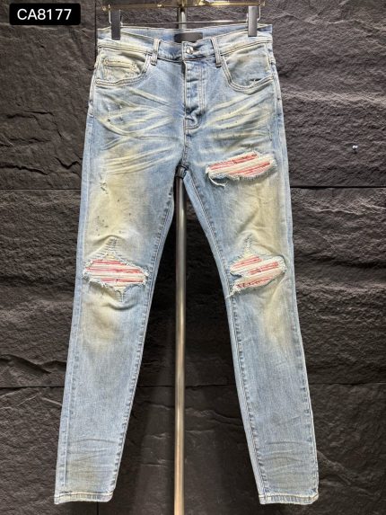 Light-wash distressed jeans