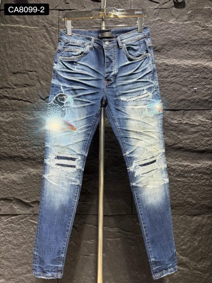 Eagle-embroidered jeans
