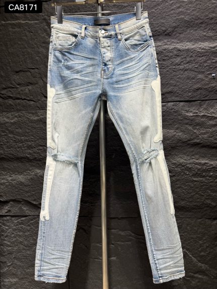 Wrinkled light-colored jeans
