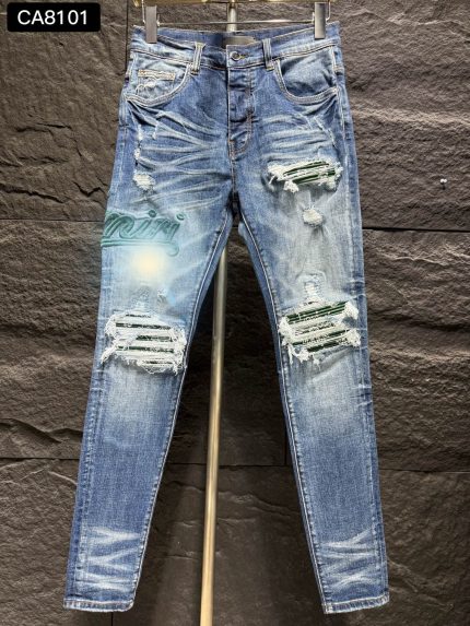 Distressed Embroidered Jeans